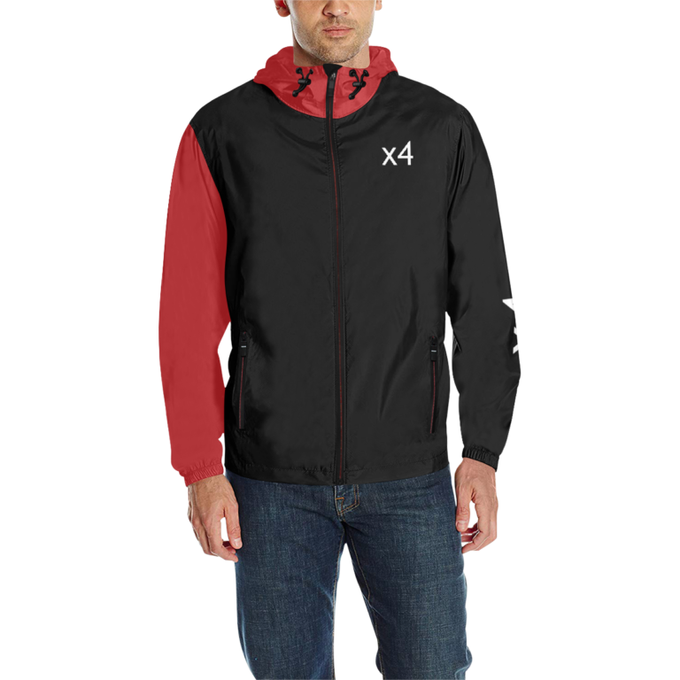 x4Fire (X4AA) WX4 Black Red All Over Print Quilted Windbreaker for Men