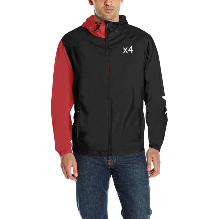 x4Fire (X4AA) WX4 Black Medium Red All Over Print Quilted Windbreaker for Men