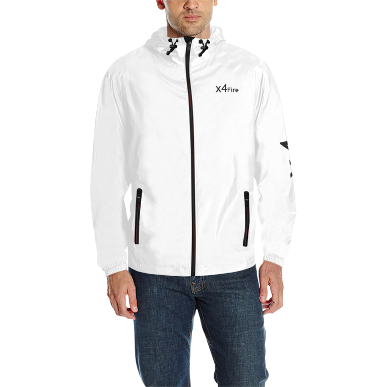 x4Fire (XFAA) BLWS White All Over Print Quilted Windbreaker for Men