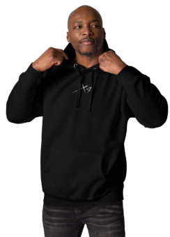 unisex premium hoodie black front 643a405052508